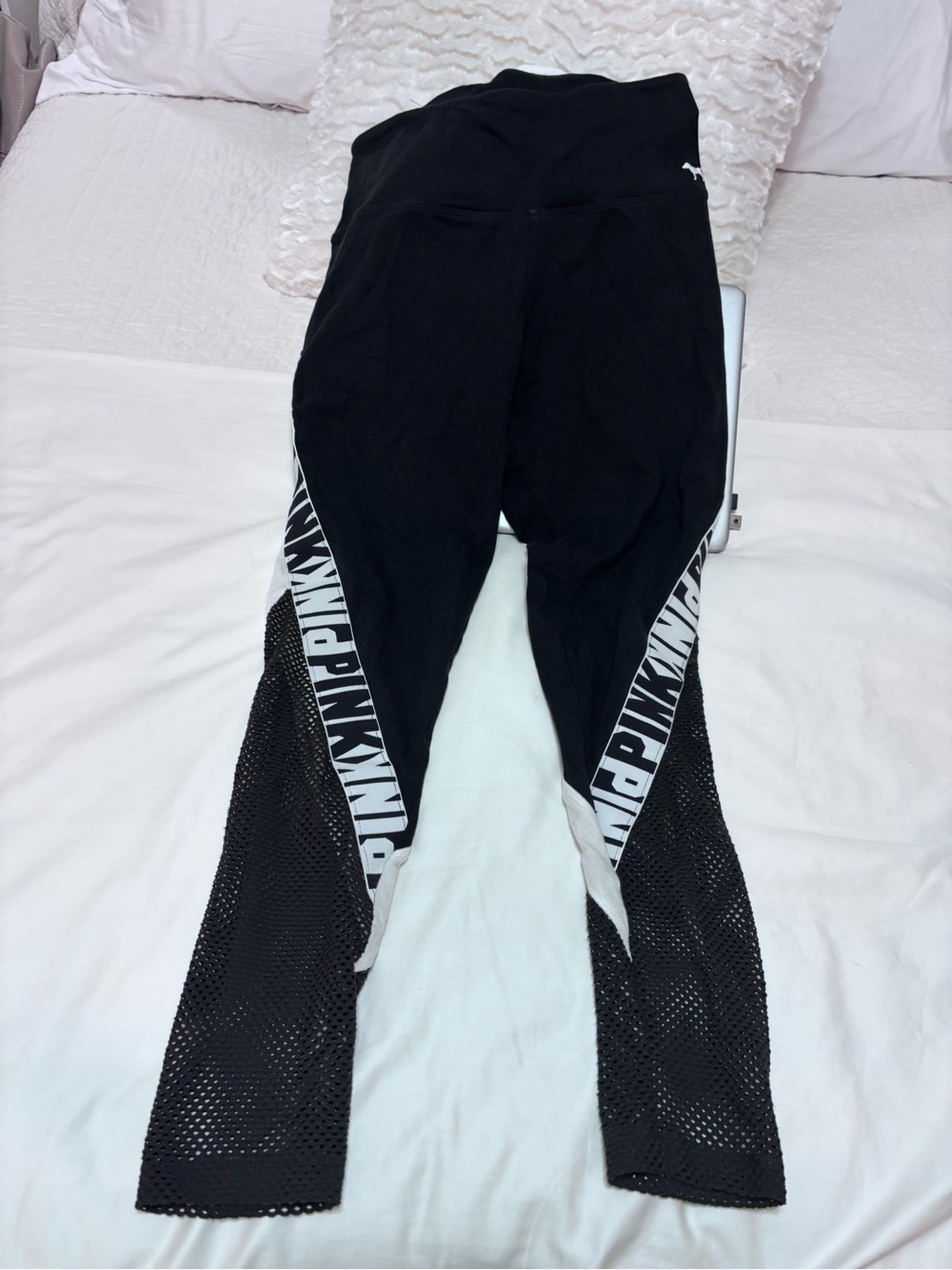 VS PINK Ultimate Black Logo Mesh Leggings Medium